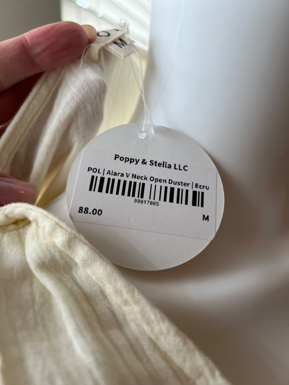POL Cream Asymmetrical V-Neck Button-Front Dress - Picture 2 of 2